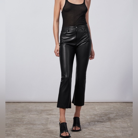 ZARA Faux Leather Cropped Pants - Picture 1 of 7